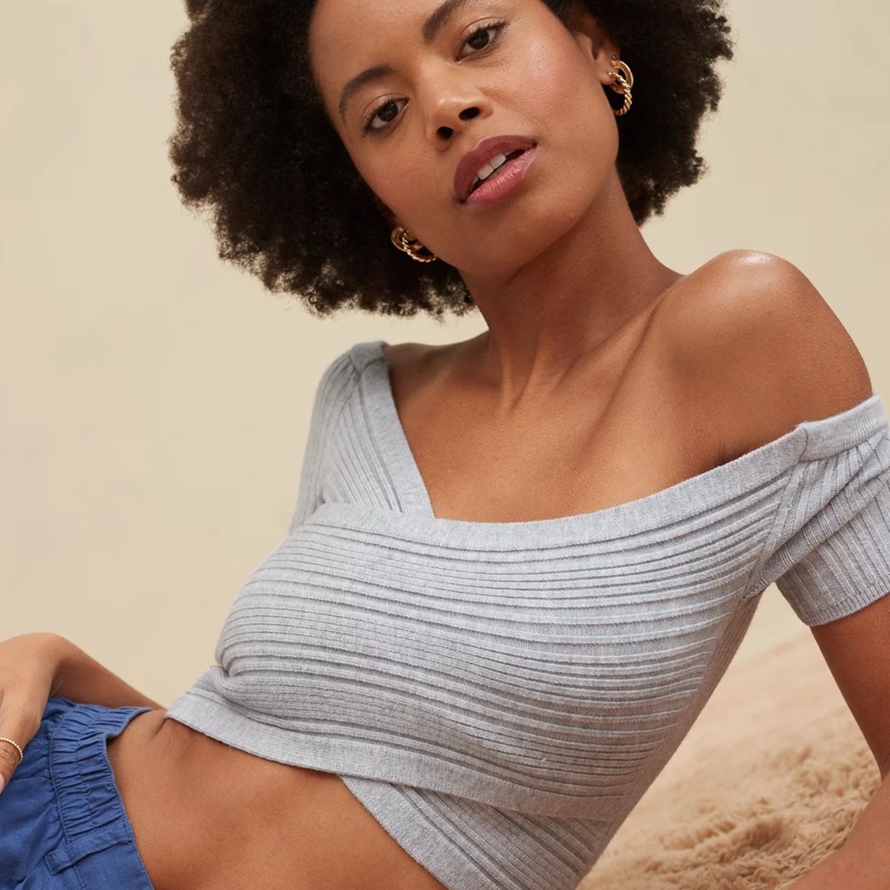 Aerie Reversible Sweater Cropped Top